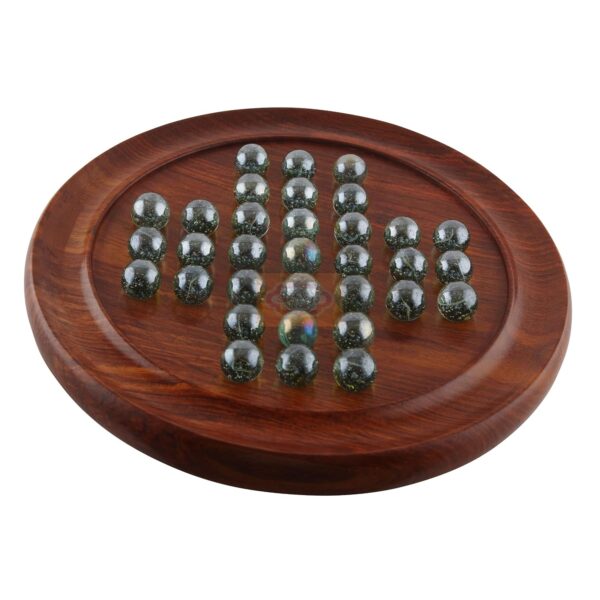 Ortus Arts Handcrafted Sheesham Wood Solitaire Board Game with Glass Marbles
