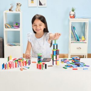 Amazon Brand - Jam & Honey Wooden Blocks/Dominoes Board Game for Kids