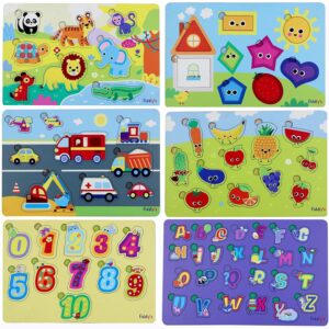 Fiddlys Fiddly's Wooden Learning Educational Puzzles (Complete Pack of 6)