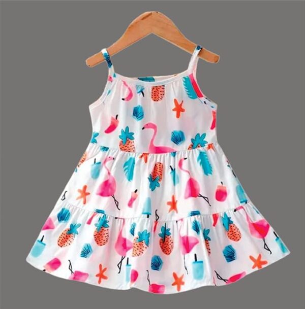 Baby Girls Flamingo Print Ruffle Trim Frock