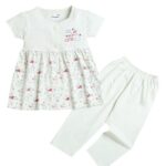 Girls Cap Sleeves Cotton Frock & Legging Set