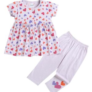 Girls Cap Sleeves Cotton Frock & Legging Set
