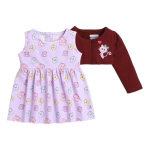 Girls Full Sleeves Frock with Shrug