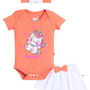 Girls Half Sleeves Bodysuit & Skirt Set