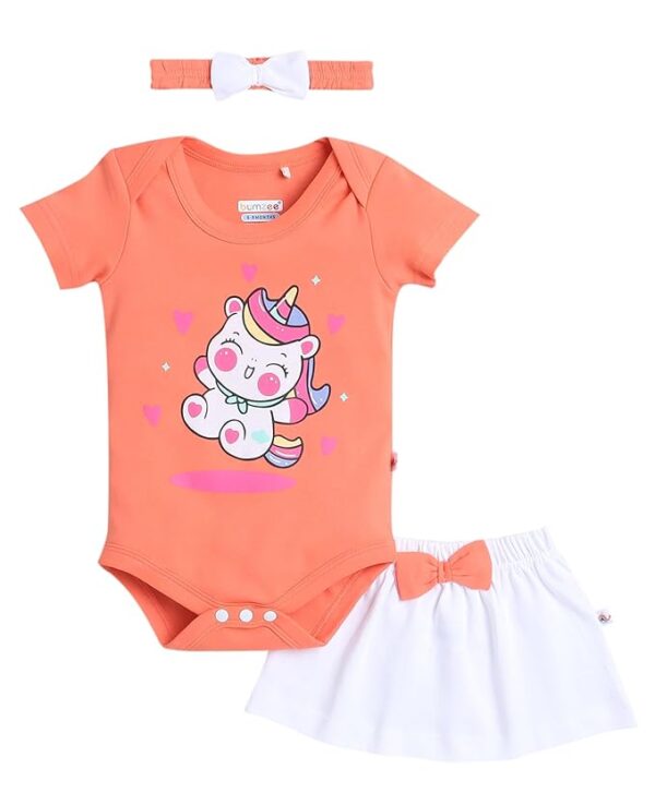 Girls Half Sleeves Bodysuit & Skirt Set