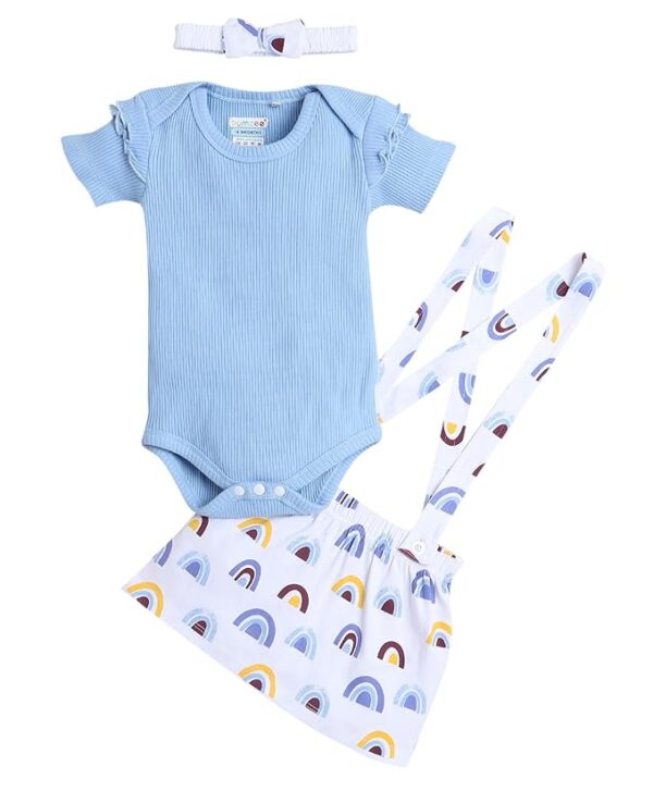 Girls Half Sleeves Bodysuit & Skirt Set
