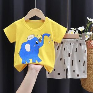 Half Sleeve Fun Cartoon Print Cute Tshirt And Shorts