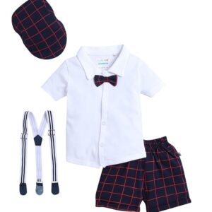 Navy & White Boys Half Sleeves Shirt & Short Set