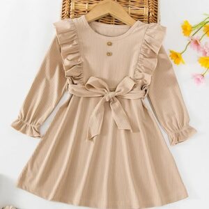 TAGAS Girl's Polyester A-Line Knee-Length Dress