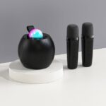 Mini Karaoke Machine , Bluetooth Speaker with 2 Wireless Microphones