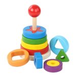 Tiny Toys Montessori Wooden Rainbow Rings Tower