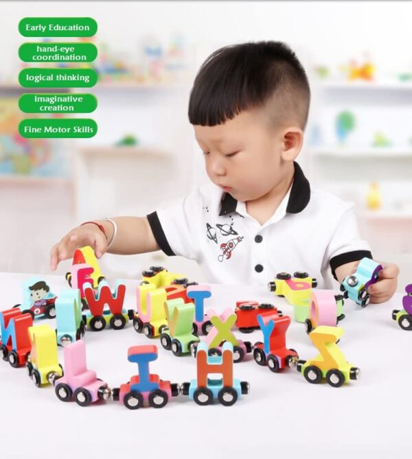 HIGH TRUSTED® Stylish 26 Alphabets Wooden Magnetic Train Toys