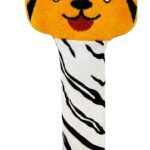 Pikipo Tiger Face Rattle Soft Toy with Squeeze Handle for Squeaky Sound