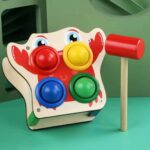 Wooden Hammer Ball Knock Pounding Bench with Box