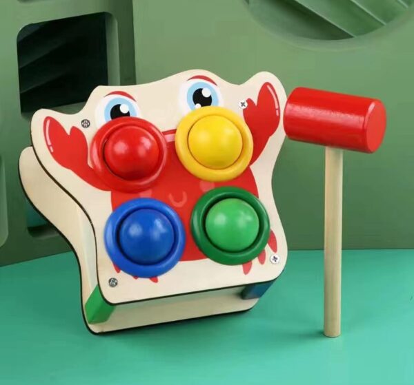 Wooden Hammer Ball Knock Pounding Bench with Box