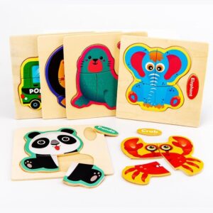 Educational Wooden Animal Jigsaw Puzzle Set for Toddlers