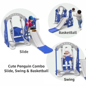 Amazon Brand - Solimo 3-in-1 Penguin Slide & Swing