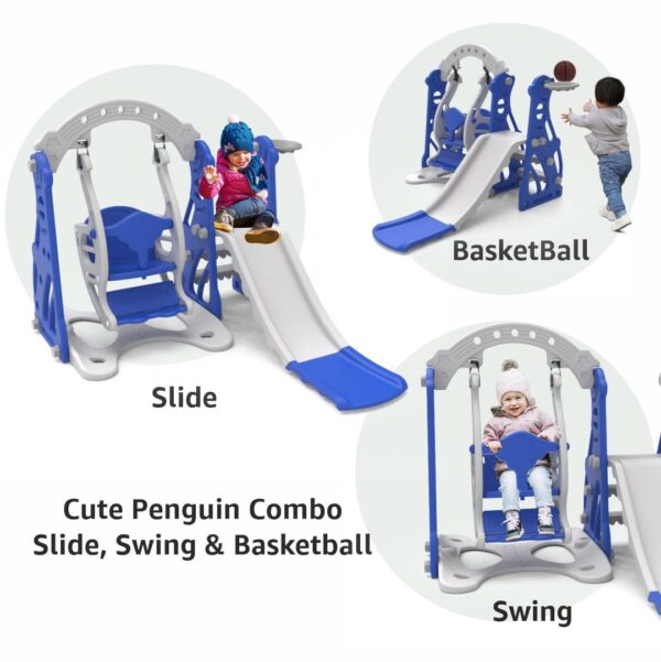 Amazon Brand - Solimo 3-in-1 Penguin Slide & Swing