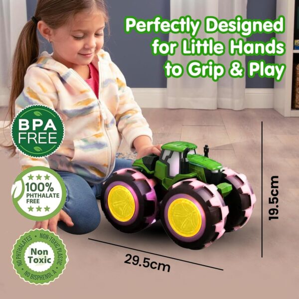 MOROVIK Tractor Toy – Friction-Powered Agricultural Truck with Flashing LED Wheels
