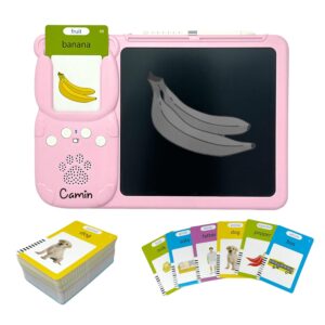 Camin Talking Card Game, 224 Words Talking Flash Cards with LCD Writing Tablet