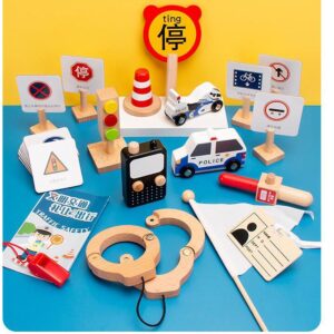 BNF® Wooden Road Traffic Sign Set with Uniform Life Skills Children Play for Kids