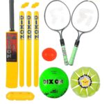 Toyshine 3 in 1 Super Sports Combo | Cricket | Badminton | Football -Multi Color