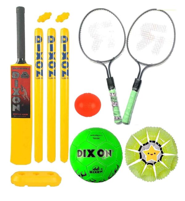 Toyshine 3 in 1 Super Sports Combo | Cricket | Badminton | Football -Multi Color