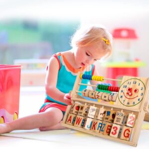 Little Mind Abacus | Clock Wooden Slide Toy for Babies