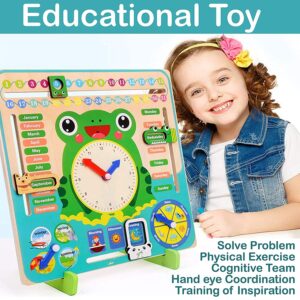 Chocozone 7 in 1 Multi Functional Wooden Calender Clock with Sliders