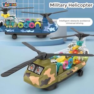 Toyshine Musical Bump & Go Transparent Military Helicopter Toy