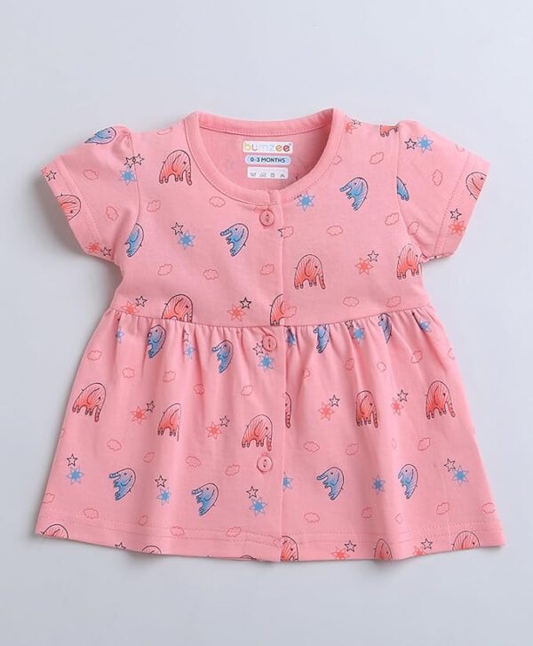 BUMZEE Girls Half Sleeves Cotton Mini Frock