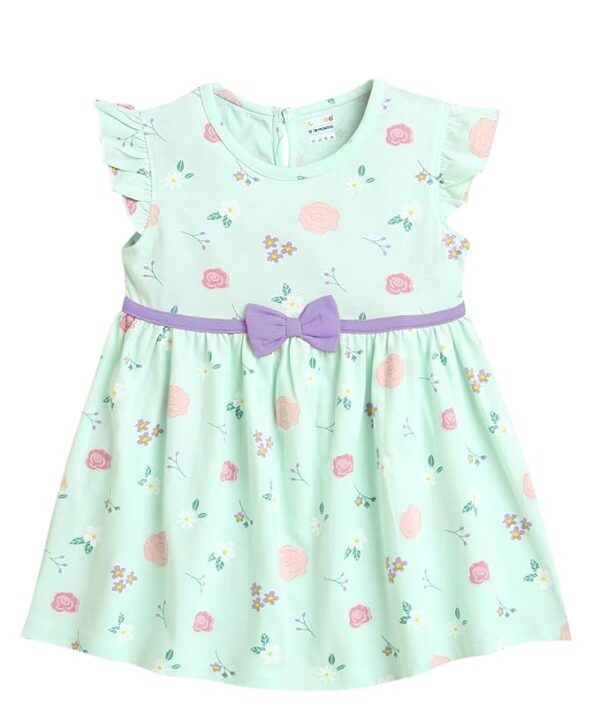 Baby Girls Cap Sleeves Cotton Knee Length Frock