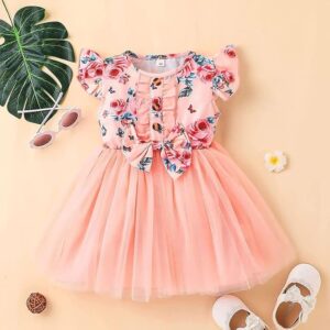 Baby-Girl's Net A-Line Knee-Length Orbital Frock