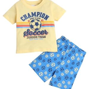 Blue & Yellow Boys Half Sleeves T-Shirt & Short Set