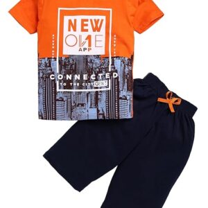 Boys Casual Cotton Half Sleeve T-shirt And 3/4 Shorts