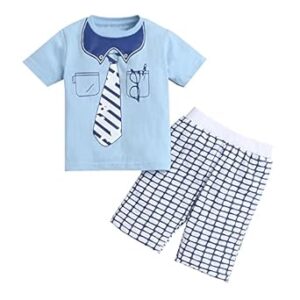 Boy's Cotton Blue Graphic Print Top, Pant
