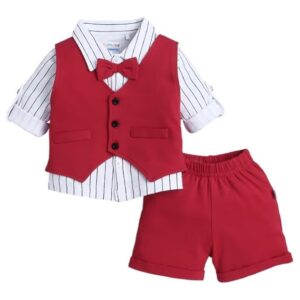 Boys Cotton Shirt Waistcoat & Short Set