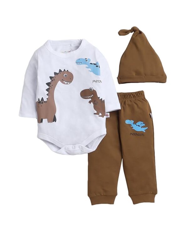 Boys Full Sleeves Cotton Bodysuit & Jogger Set
