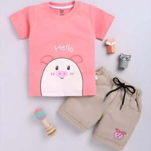 Boys Hello Printed Half Sleeve T-Shirt and Shorts