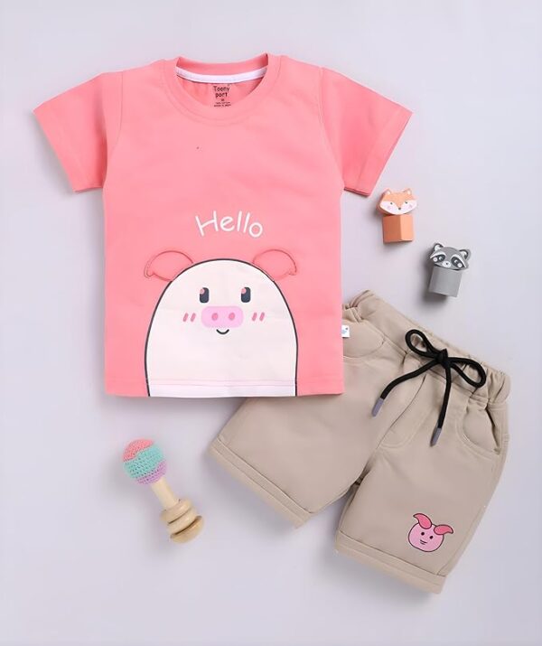 Boys Hello Printed Half Sleeve T-Shirt and Shorts Set