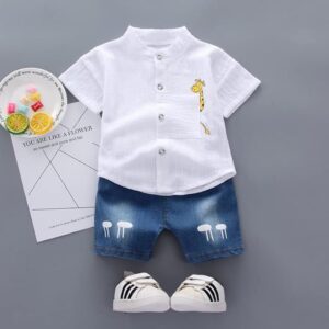 Cartoon Dinosaur Print Shirt And Shorts