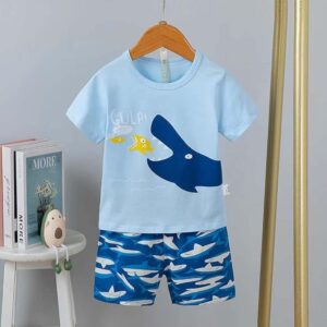 Cartoon Print Cool T-shirt and Shorts Summer Clothing Set