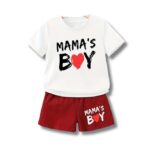 Cotton Baby White & Maroon Clothing Sets