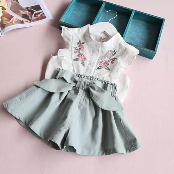 Cotton Floral Print Top and Shorts Clothing Set