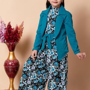 Floral Printed Jumpsuit Jacket Set for Birthday Girl