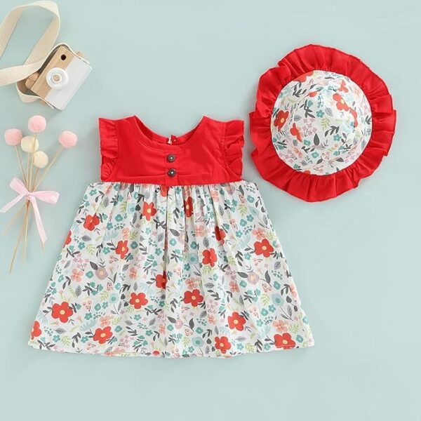 Floral Printed Ruffle Sleeve Princess Cute Dress