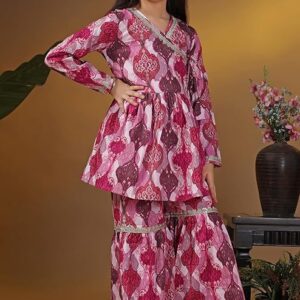 Girl's Cotton Blend Printed Salwar Suit Set