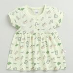 Girls Cotton Cap Sleeves Knee Length Frock