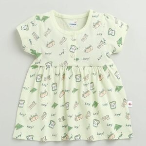 Girls Cotton Cap Sleeves Knee Length Frock