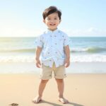 Kids Animal Print Button-Down Shirt with Short